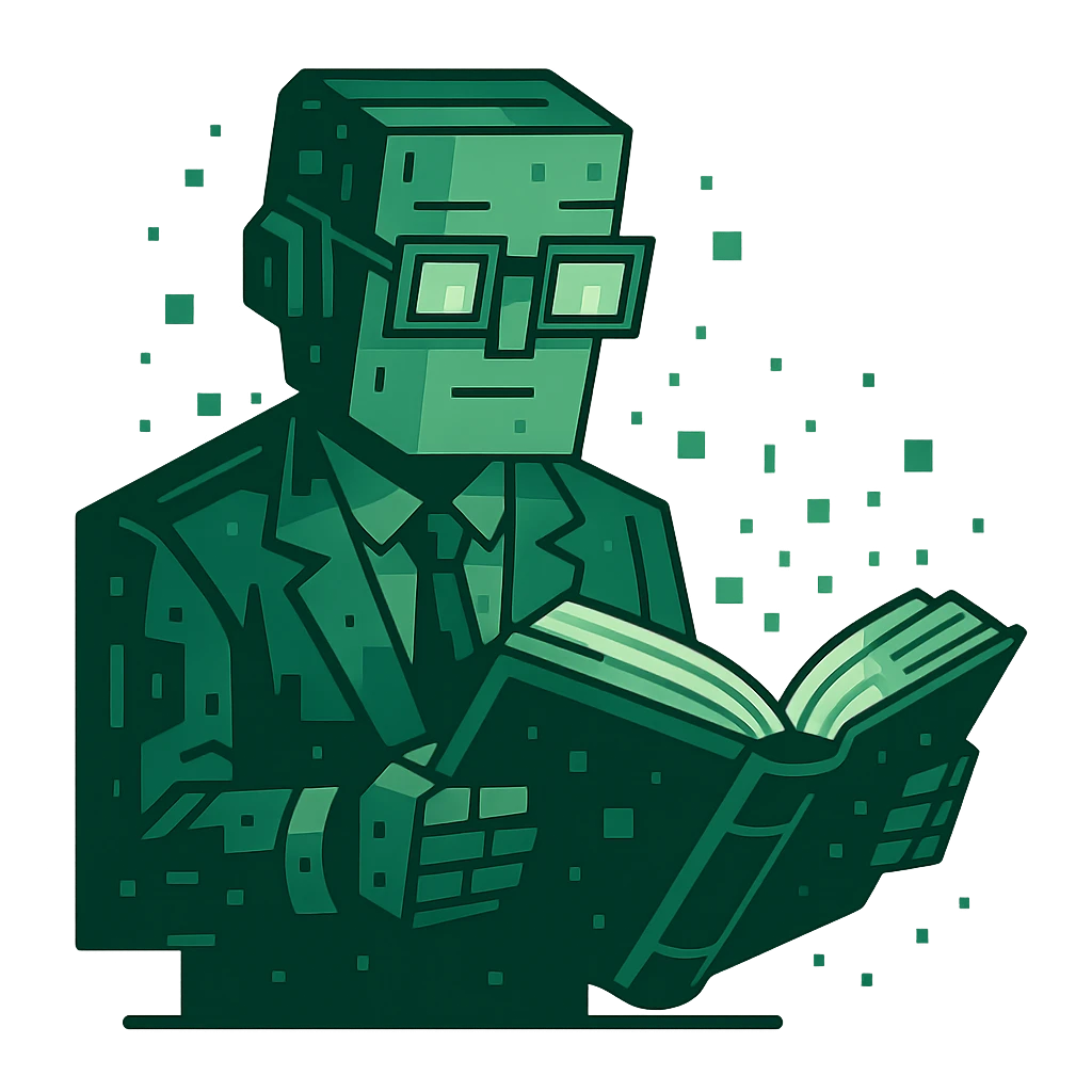 Obrázek robota, jak čte knihu